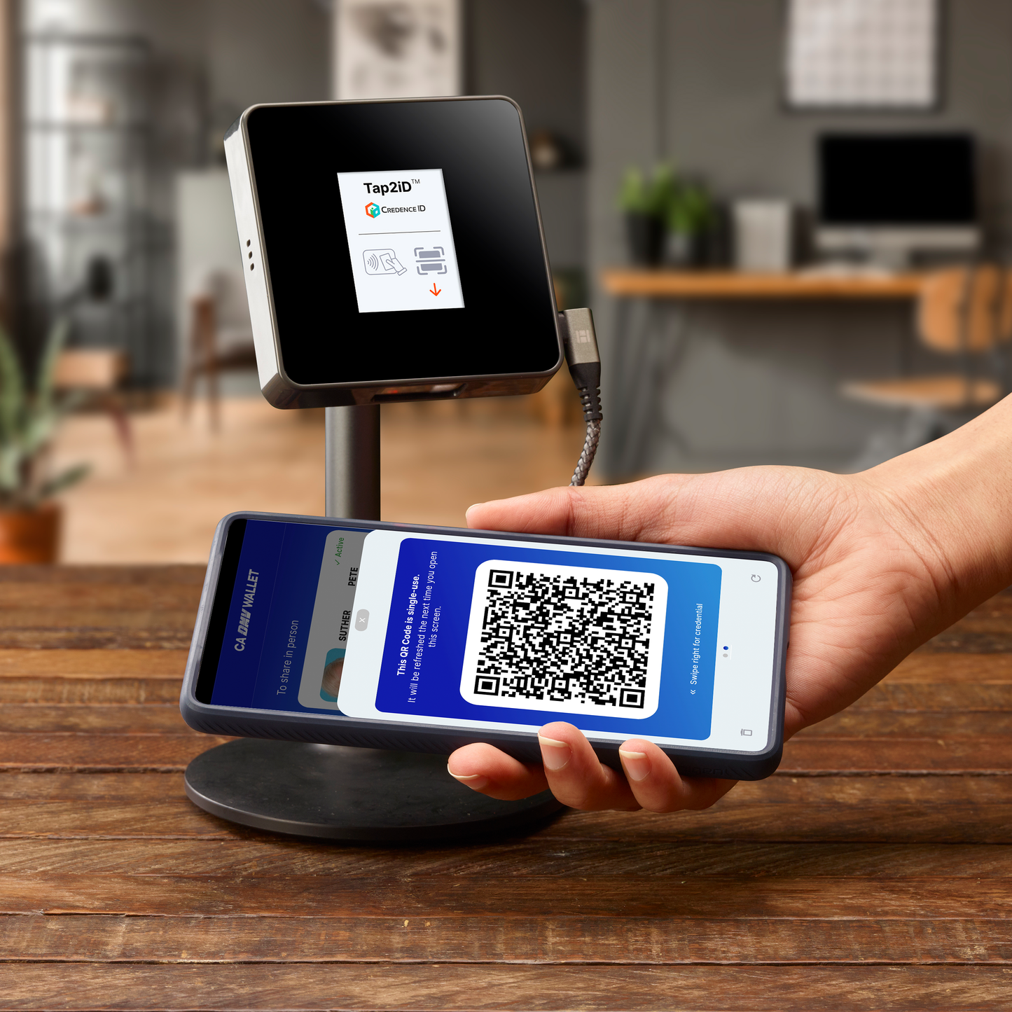 Tap2iD™ Verifier with Ball Mount + Verify with Credence (VwC) Portal Subscription