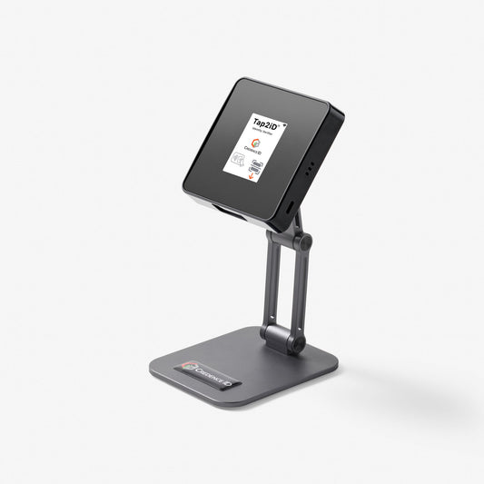 Tap2ID verifier mounted on Magsafe stand 